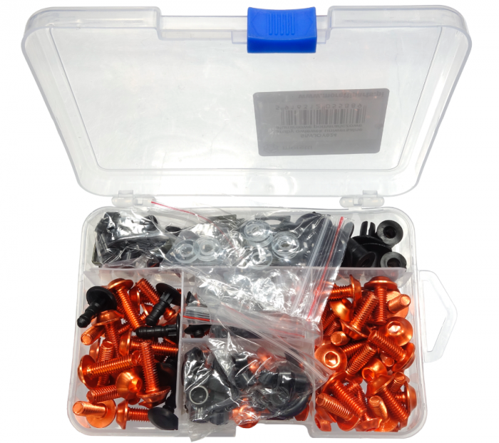 Set suruburi, cleme, prindere carene universale, culoare portocaliu/negru [2]