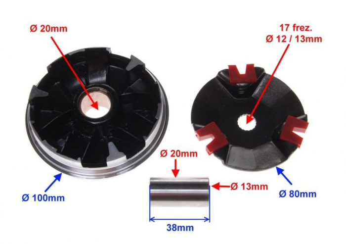Set variator tuning BOOSTER/BWS/3KJ/NITRO/SR50/F12/MINARELLI, inaltime 27mm [2]