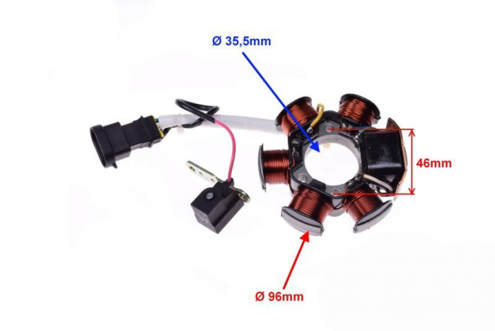 Stator 6 bobine, 6 fire, Piaggio Gilera 50cc, 2T [2]