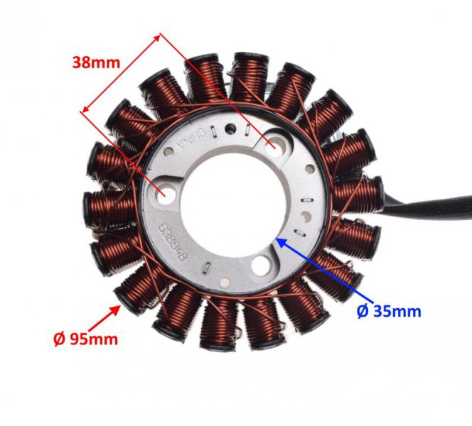 Stator aprindere 18 bobine Piaggio 125/250/300, echivalent oem: 58070R / 58112R / 638848 [2]