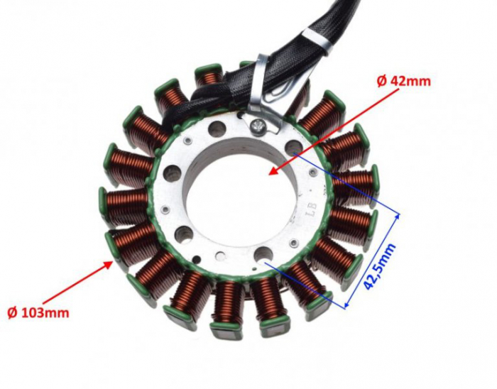Stator aprindere 18 bobine, SHINERAY ATV250 ST-9C, inaltime bobina 29mm [2]