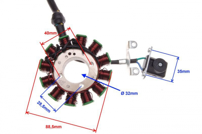 Stator aprindere atv china 250cc,12 bobine, grosime 31mm [2]