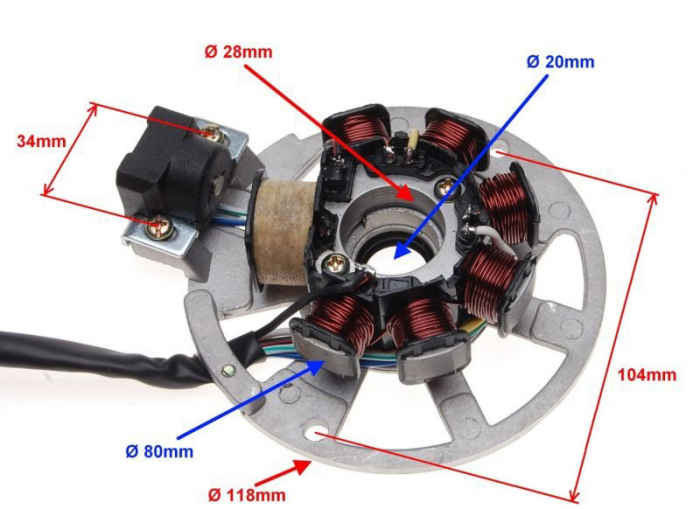 Stator aprindere cu cititor 2T, 7 bobine, 6 fire [2]