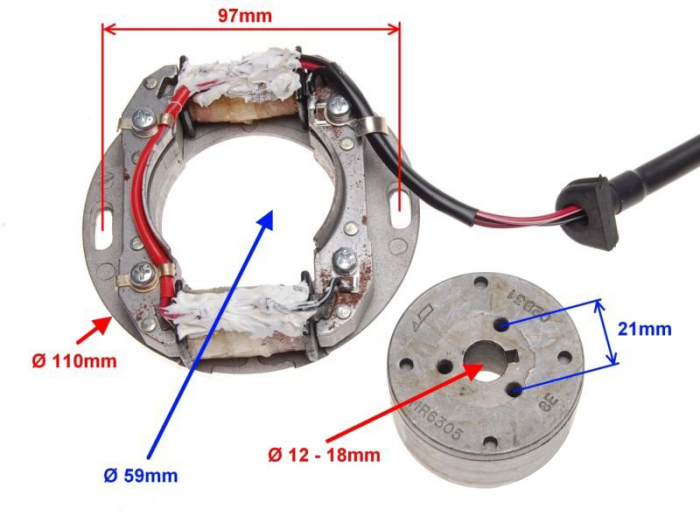 Stator aprindere si bobina Suzuki Rm250, Kawasaki Kx [2]