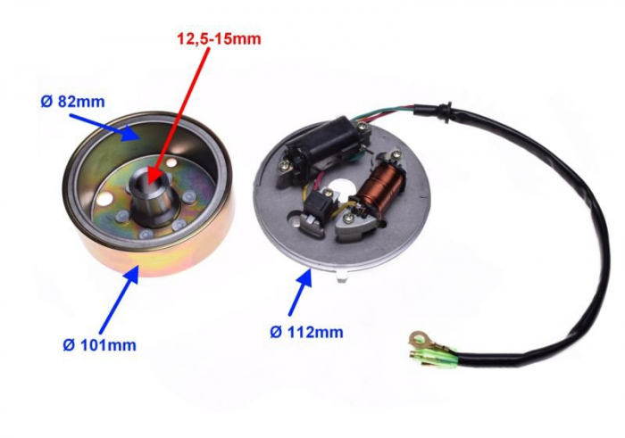 Stator si magnetou, 2 bobine, 4 fire, Mbk 51 [2]