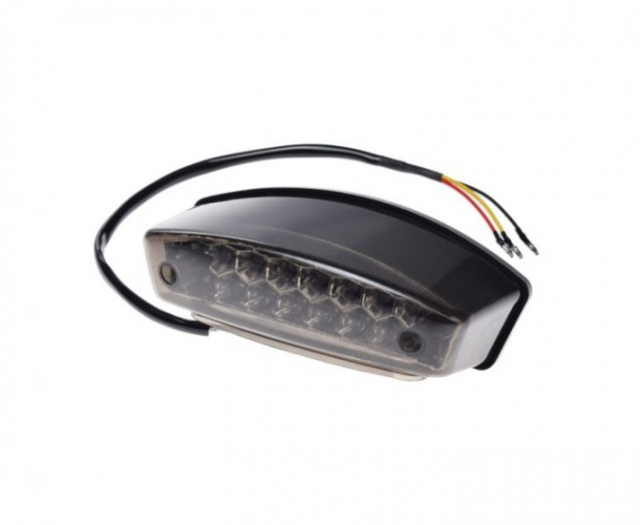 Stop spate WM moto atv universal, sticla transparenta fumurie, LED