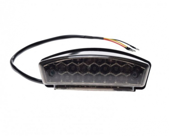 Stop spate WM moto/atv universal, sticla transparenta fumurie, LED [2]