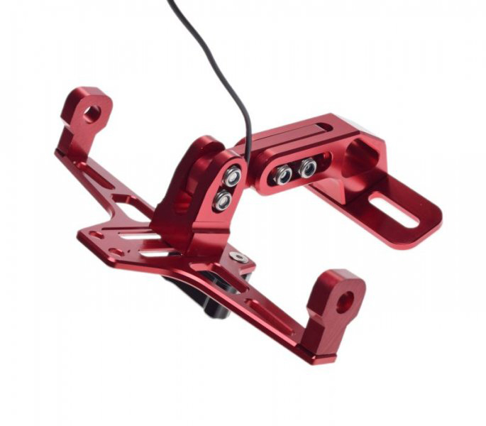 Suport numar cu lampa pentru moto & atv, din aluminiu, culoare rosu, universal [2]