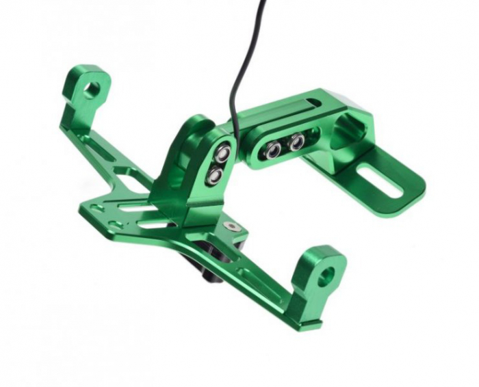 Suport numar cu lampa pentru moto & atv, din aluminiu, culoare verde, universal [2]