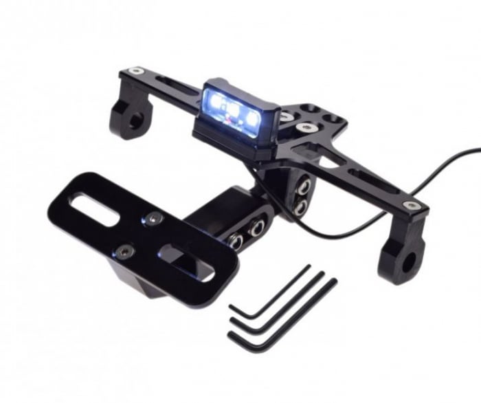 Suport numar + lampa, pentru moto atv, aluminiu, culoare negru, universal