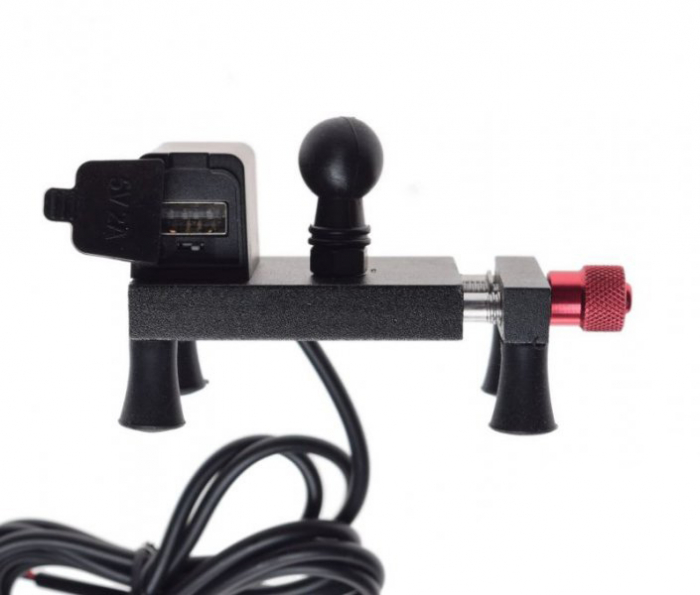 Suport telefon metalic + priza USB, reglabil de la 50mm-100mm [2]