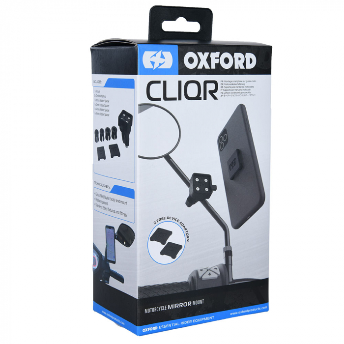 Suport telefon Oxford CLIQR, montaj pe tija de la oglinda: 10mm, 12mm, 14mm, 16mm [6]