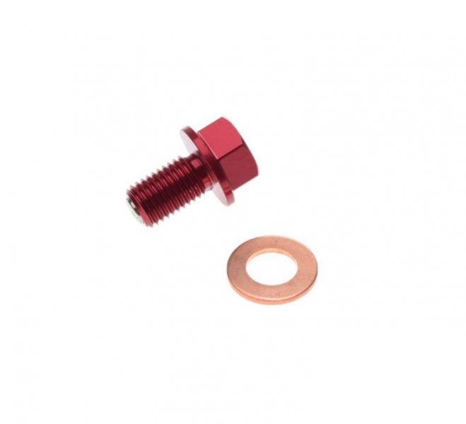 Surub cu magnet, golire ulei M12x1,25, culoare rosu