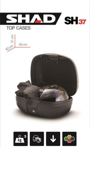 Top case Shad SH37, capacitate 37 l, culoare negru, placa de montare inclusa [2]