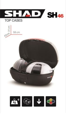 Top case Shad SH46, capacitate 46 l, culoare negru, placa de montare inclusa [2]