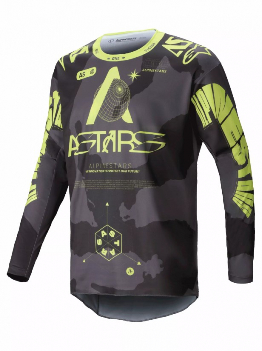 Tricou atv cross Alpinestars Racer Hollow, culoare gri galben, marime S