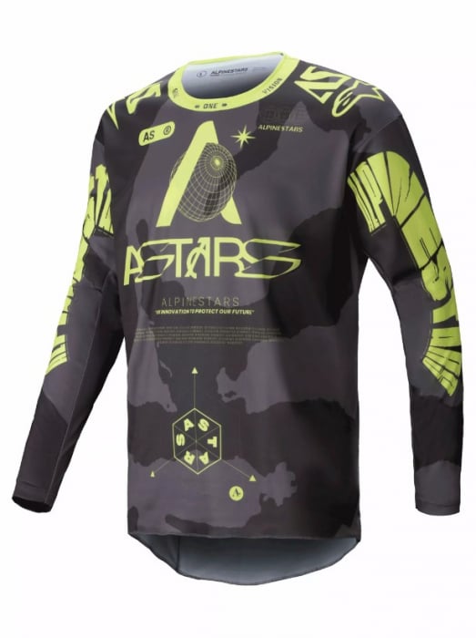 Tricou atv cross Alpinestars Racer Hollow, culoare gri galben, marime M