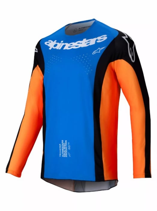 Tricou atv cross Alpinestars Techstar Melt, culoare albastru portocaliu alb, marime 2XL