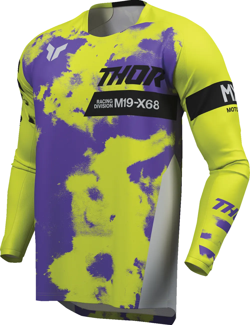 Tricou atv cross copii Thor Launchmode Bleach, culoare verde mov, marime YXL