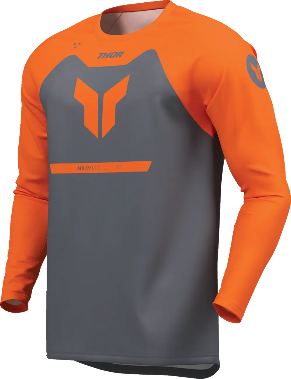 Tricou atv cross copii Thor Ridemode Menace, culoare gri portocaliu, marime 2YXS