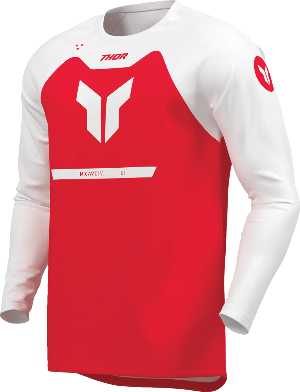 Tricou atv cross copii Thor Ridemode Menace, culoare rosu alb, marime YL