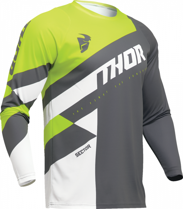 Tricou atv cross copii Thor Sector Checker, culoare gri verde, marime YS
