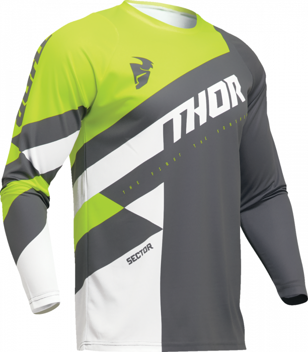 Tricou atv cross copii Thor Sector Checker, culoare gri verde, marime YS