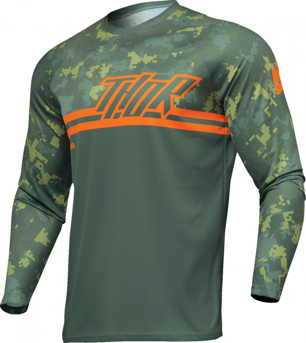 Tricou atv cross copii Thor Sector Digi Camo, culoare verde camo, marime YL