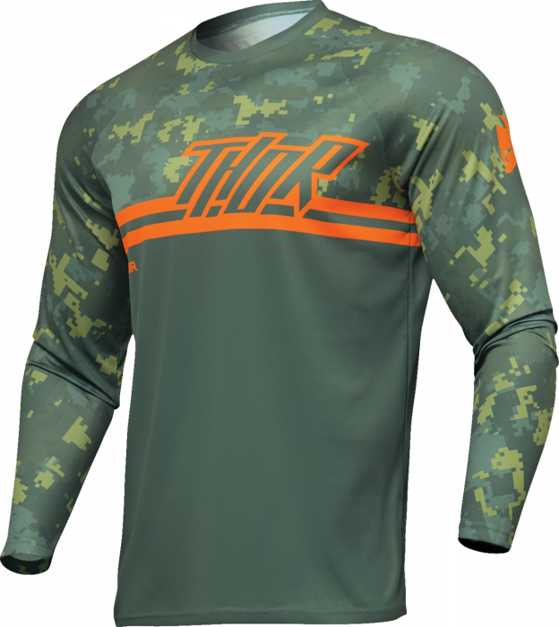 Tricou atv cross copii Thor Sector Digi Camo, culoare verde camo, marime YS