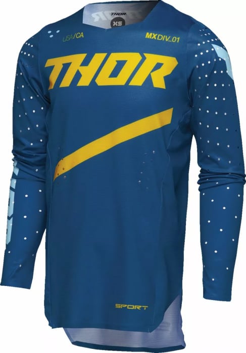 Tricou atv cross copii Thor SportMode Brave, culoare albastru galben, marime YL