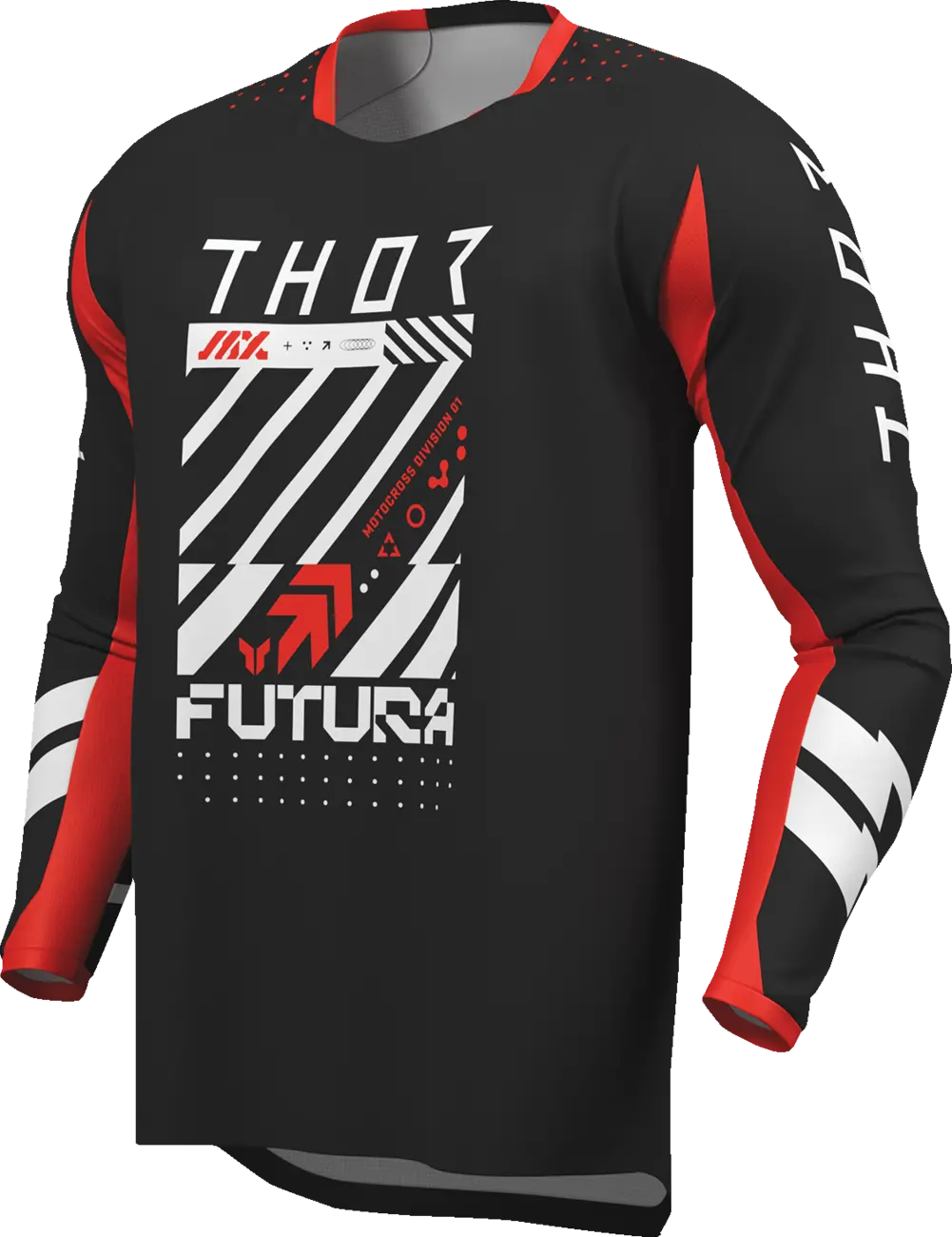 Tricou atv cross copii Thor Launchmode Futura, culoare negru rosu, marime YXL