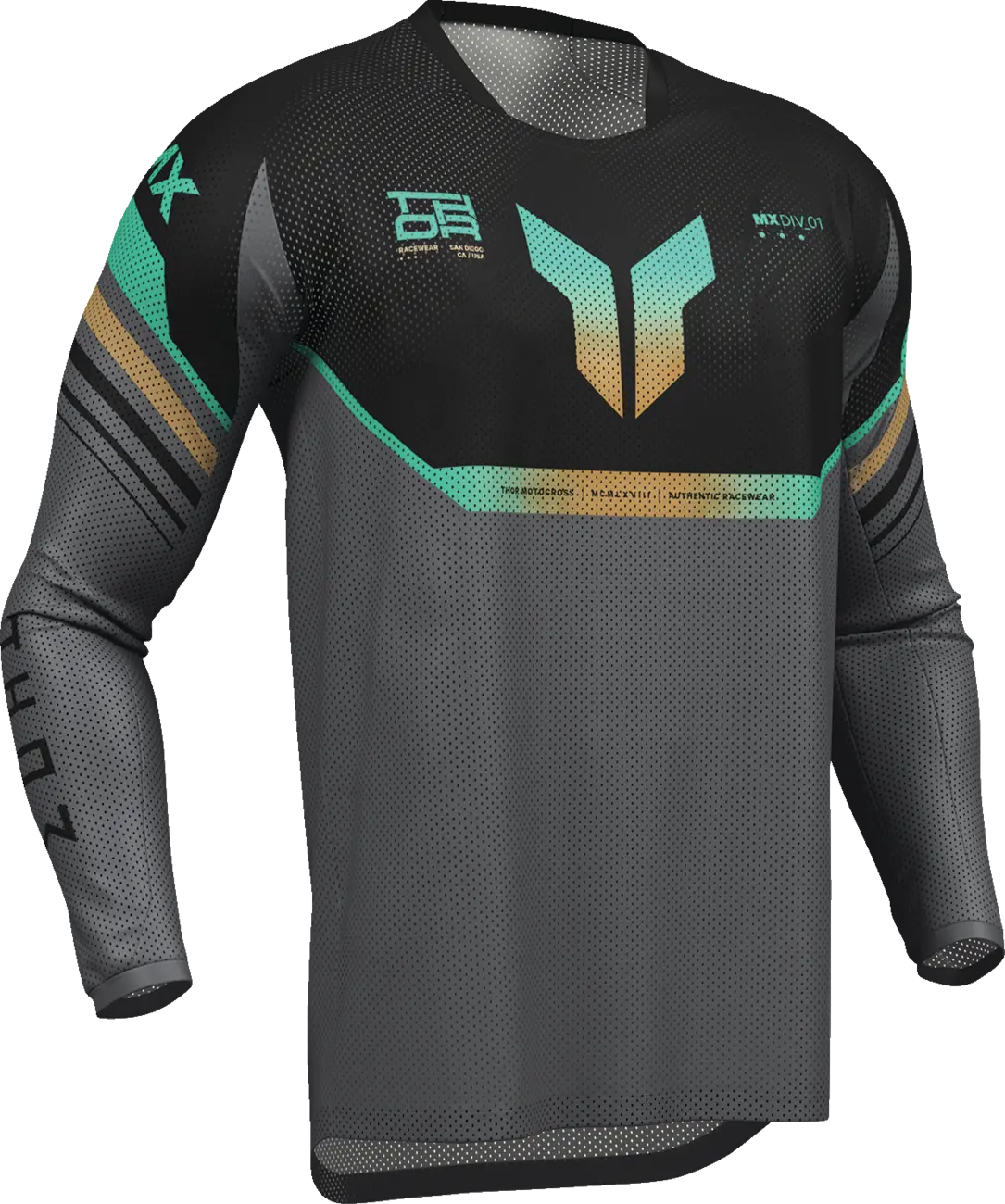 Tricou atv/cross Thor Launchmode Air Raptor, culoare gri/negru, marime 3XL [3]