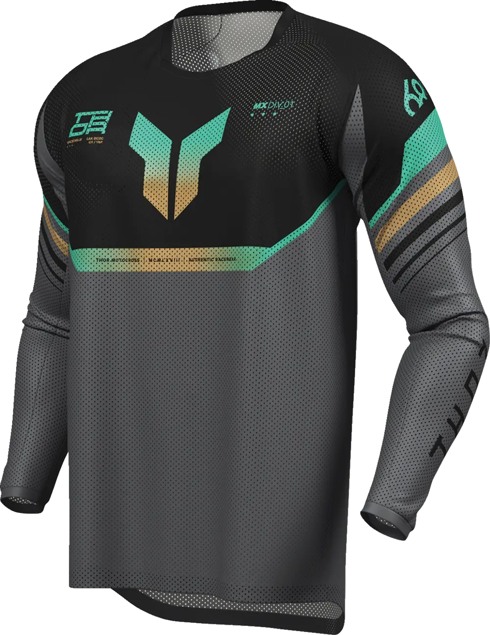 Tricou atv cross Thor Launchmode Air Raptor, culoare gri negru, marime S Echipamente