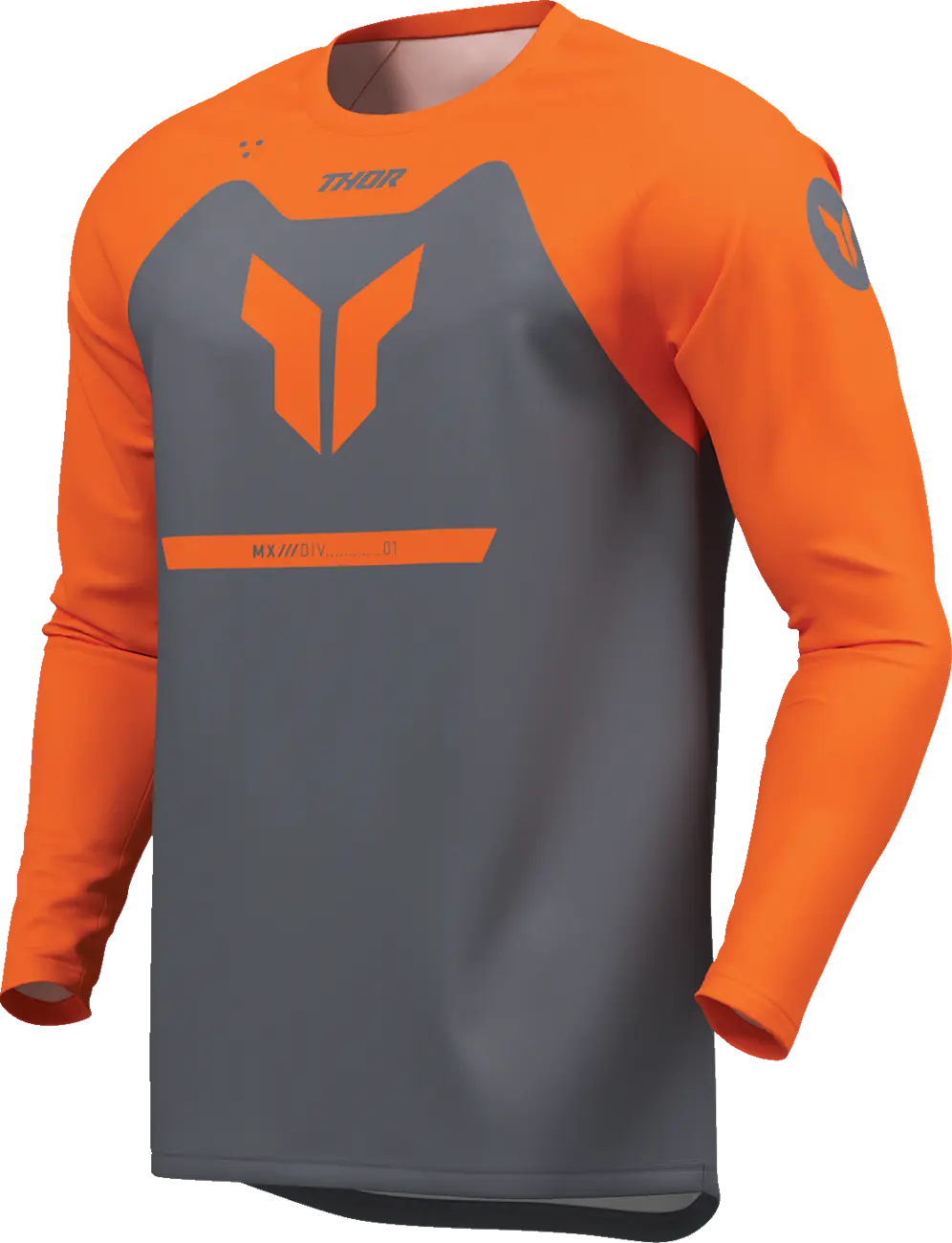 Tricou atv cross Thor Ridemode Menace, culoare gri portocaliu, marime S