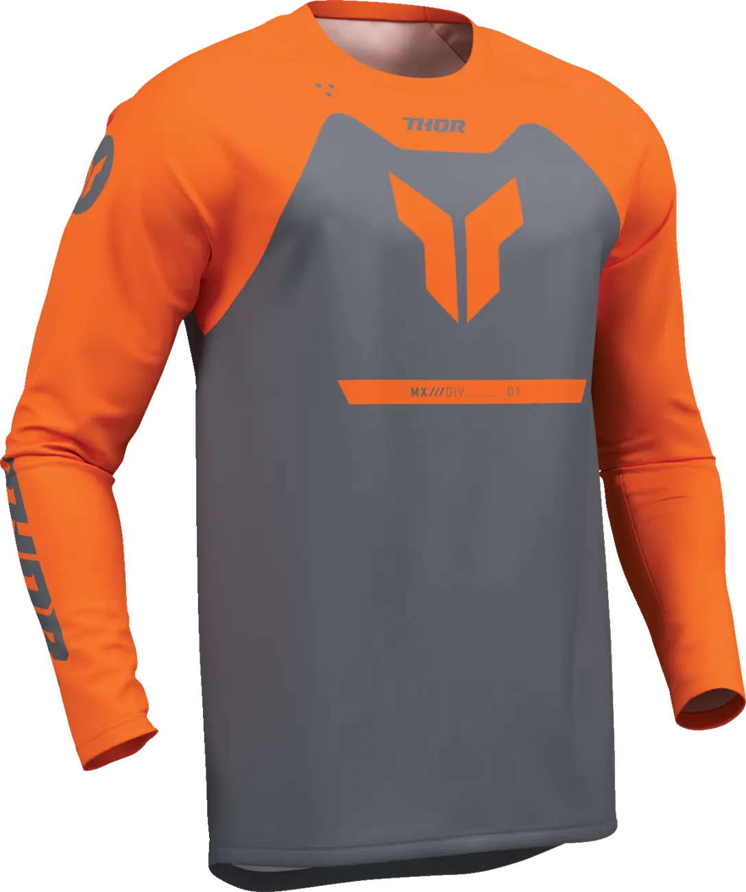 Tricou atv/cross Thor Ridemode Menace, culoare gri/portocaliu, marime L [3]