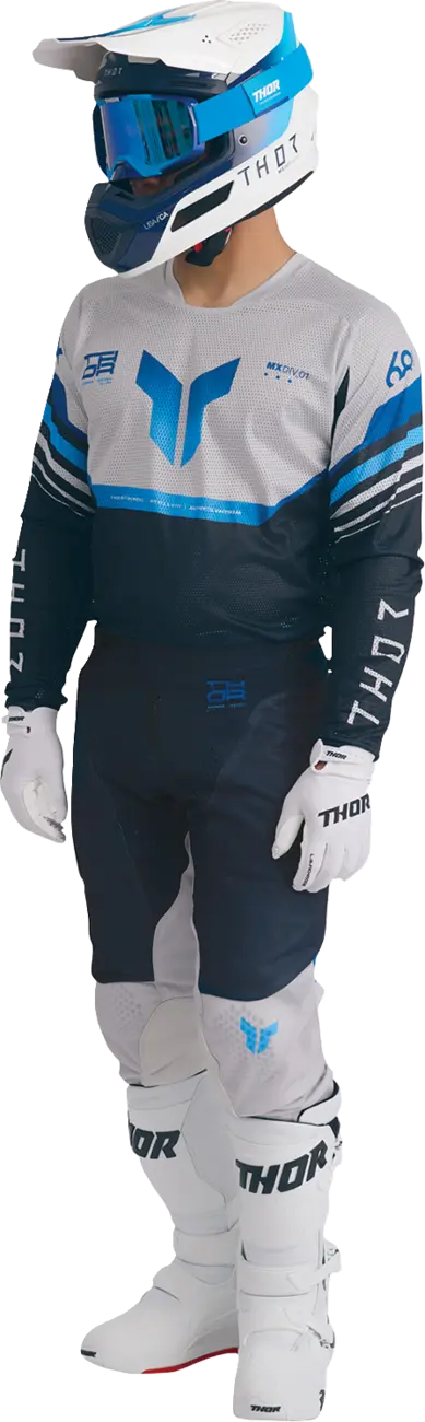 Tricou atv/cross Thor Launchmode Air Raptor, culoare albastru/alb, marime S [5]