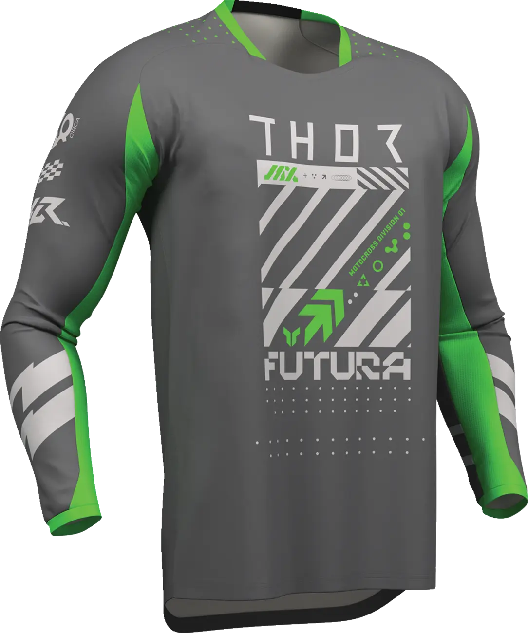 Tricou atv/cross Thor Launchmode Futura, culoare gri/verde, marime 3XL [3]