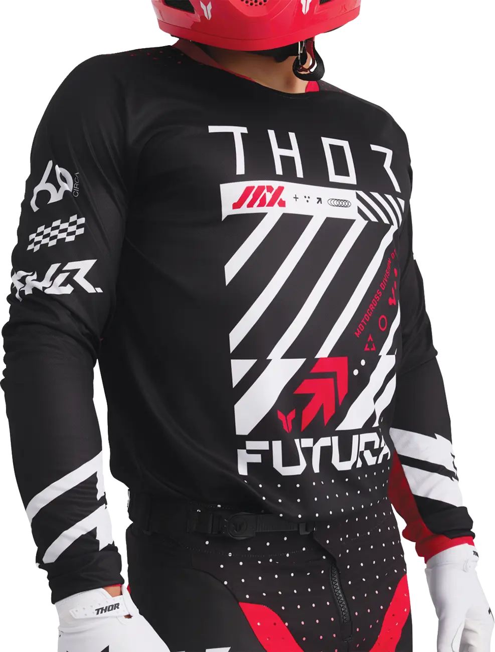 Tricou atv/cross Thor Launchmode Futura, culoare negru/rosu, marime XL [5]