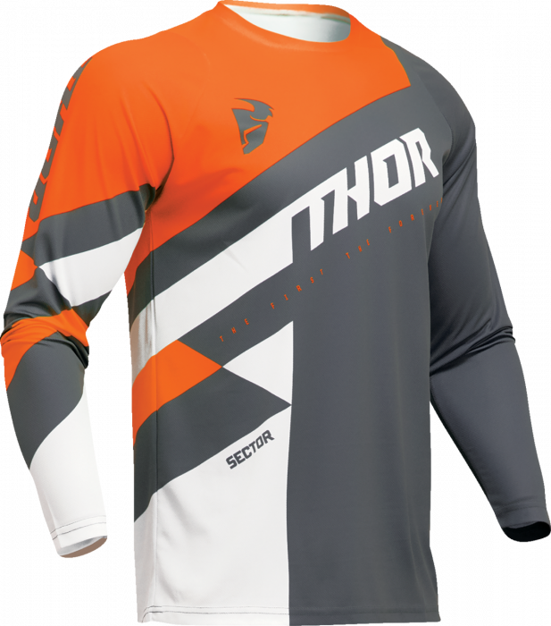 Tricou atv cross Thor Sector Checker, culoare gri portocaliu, marime S