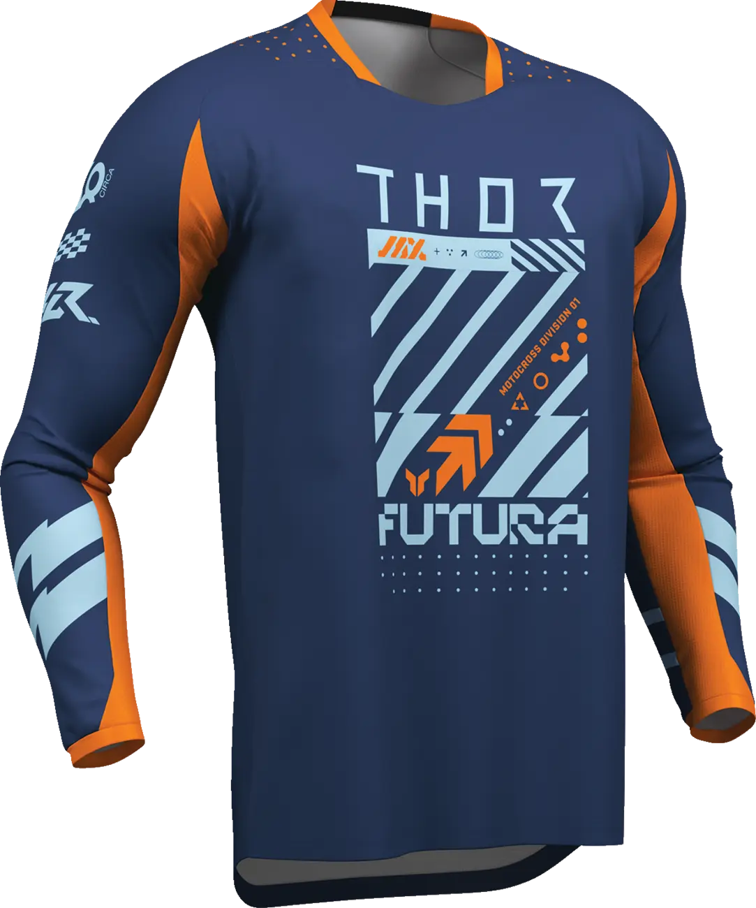 Tricou atv/cross Thor Launchmode Futura, culoare bleumarin/portocaliu, marime M [3]