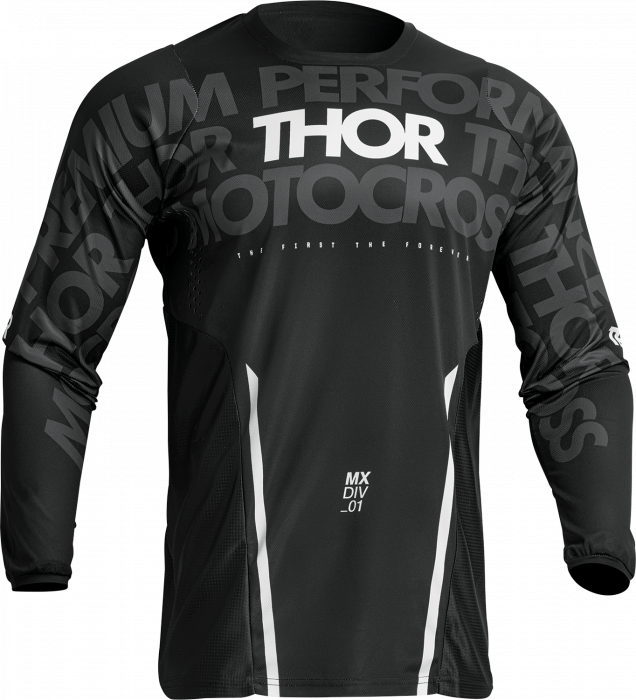 Tricou motocross enduro Thor Pulse Mono, culoare negru alb, marime 2XL
