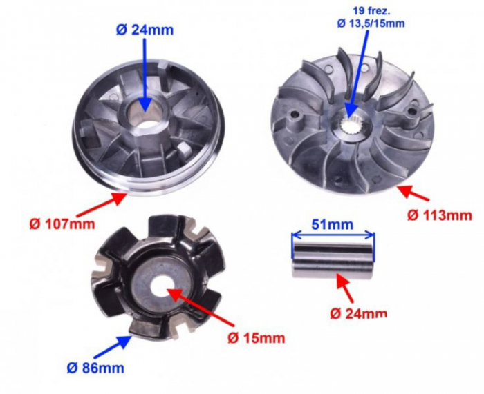 Variator fata complet GY6, 125-150cc [3]