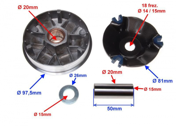 Variator fata complet Piaggio scuter 2T [2]
