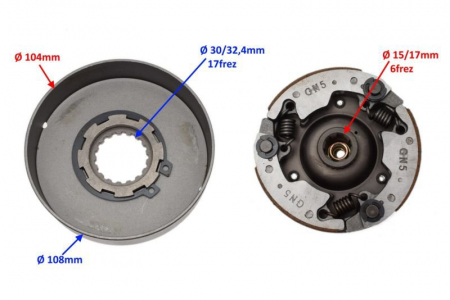 Ambreiaj complet automat, atv 110 cc, 17 dinti [1]