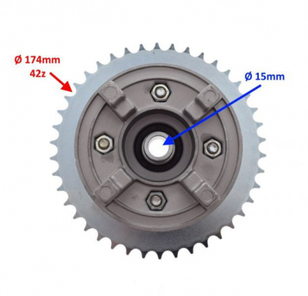 Ansamblu pinion transmisie spate, 42 dinti, pas 428, Shineray Xy125-10D [1]