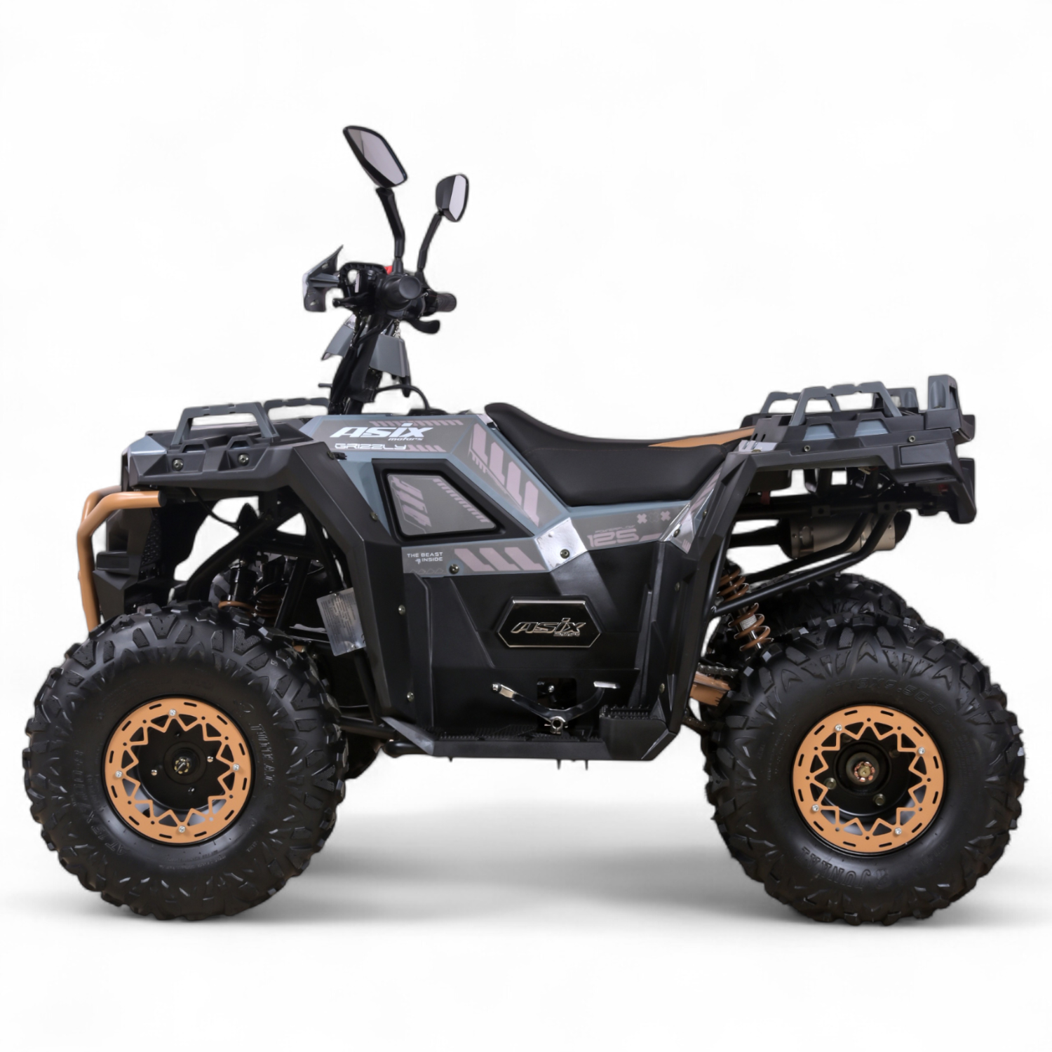 Atv copii Asix Grizzly 125cc, roti 8 inch, 3+1 viteze, culoare gri/maro [1]