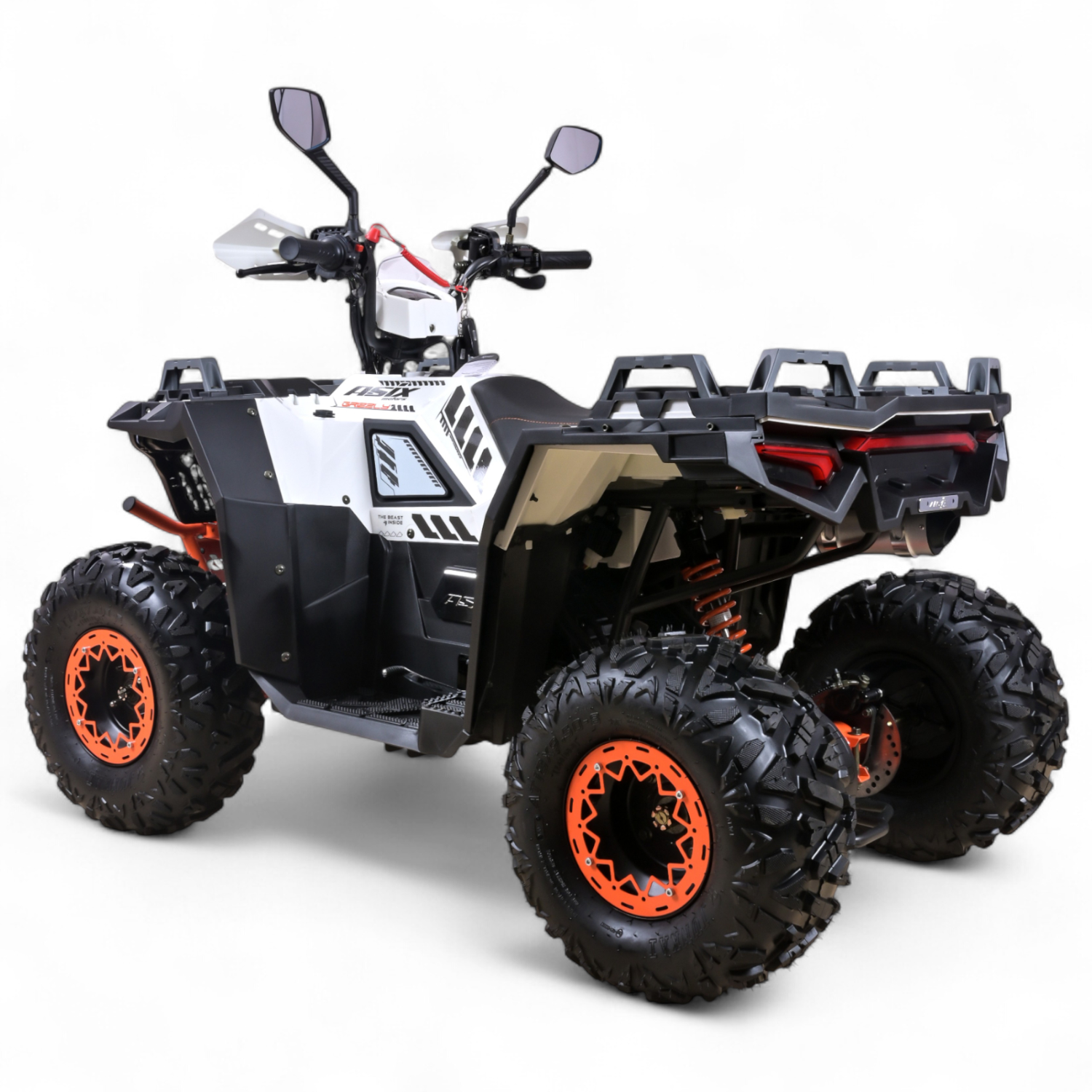 Atv copii Asix Grizzly 125cc, roti 8 inch, 3+1 viteze, culoare alb/portocaliu [2]