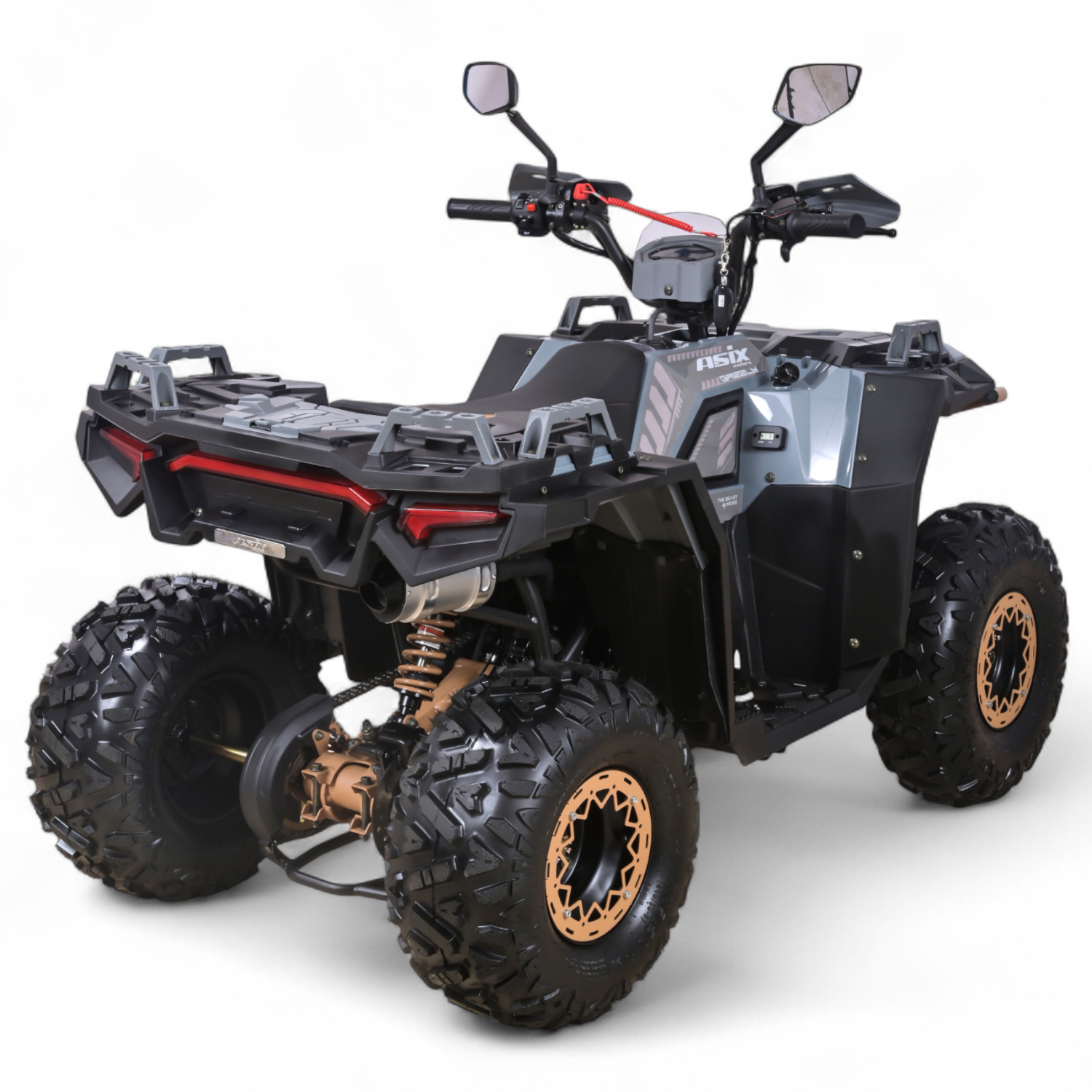 Atv copii Asix Grizzly 125cc, roti 8 inch, 3+1 viteze, culoare gri/maro [4]