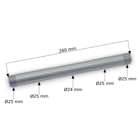 Ax Roată Spate Cross 300cc, Lungime 260mm, Diametru 25mm [1]