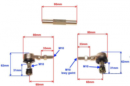 Bieleta completa mini atv 70 - 90 - 110cc, 10mm [1]